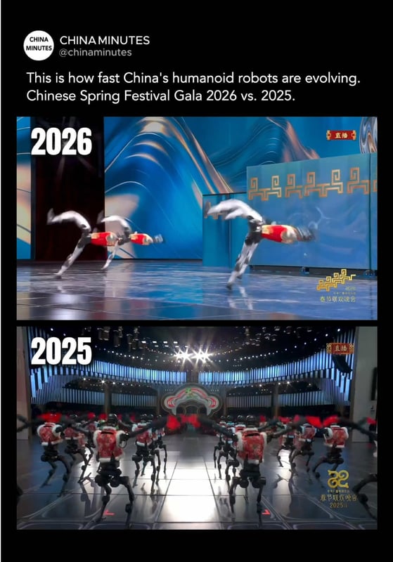 🤯 One year is all it took to reach this level. 🎭 At the 2025 CCTV Spring Festival Gala, Unitree’s